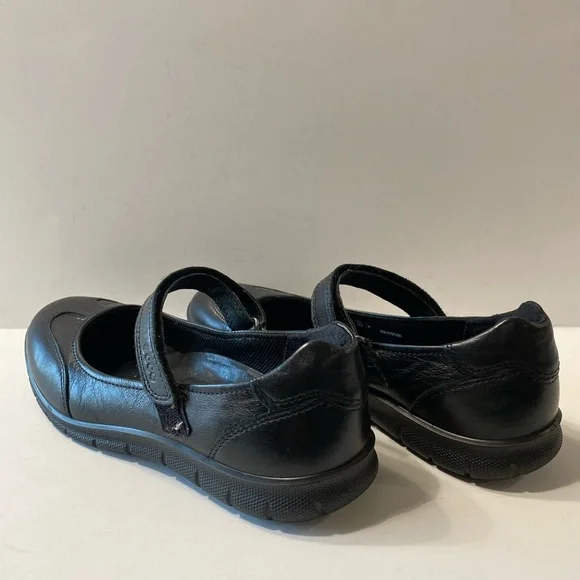 Ecco Women's Black Leather Velcro Mary Jane Ballet Flat Shoes Size 8.5, EU 38 - Picture 2 of 7